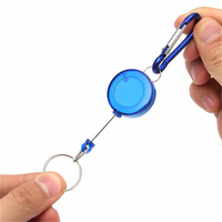 Badge Reel Telescopic Key Buckle Carabiner Recoil Retractable Holder Key Chain Blue