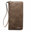 Baellerry Casual Vintage Grande Capacité avec Fentes Multi-Cartes Zipper Nubuck Hommes Portefeuille Sac À Main