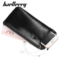 Baellerry Men Faux Leather Long Phone Bag Zipper Wallet Card Holder Clutches Bag