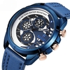 BAGARI 1802 Casual Style faux trois cadrans montre à quartz bracelet en cuir hommes montres