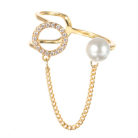 Bague en or 18 carats à la mode avec zircone et perles rondes pour femme
