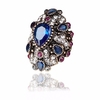 Bague de luxe Colorful Goutte deau cristal géométrique plaqué or anneaux bijoux ethniques pour les femmes