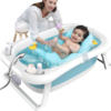 Baignoire de lavage pour bébé de 33 pouces avec thermomètre intelligent Bassin de douche portable Baignoires pour bébés