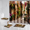 Bain imperméable fleur jardin rideau de douche salle de bain siège de toilette tapis