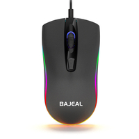 BAJEAL D1 souris filaire 4 boutons 1600DPI LED souris de jeu optique ergonomique rétro-éclairée pour PC portable Gamer