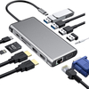 Bakeey 12 en 1 Triple Display USB-C Hub Adaptateur de station daccueil avec 2 * USB 3.0 / 2 * Port USB 2.0 / 100W T