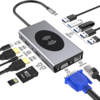 Bakeey 14 en 1 Triple Display USB-C Hub Station daccueil Adaptateur avec 5 * USB 3.0 / Chargeur sans fil 10W / 100W
