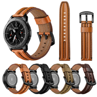 Bakeey 22mm Double Keel Bracelet de remplacement en cuir véritable complet Bande pour Samsung Gear S3