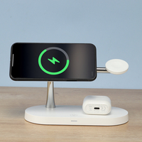 Bakeey 3-en-1 15W/10W/7.5W/5W Chargeur sans fil magnétique Veilleuse Support de charge rapide pour iPhone 13 Pro Max Pou