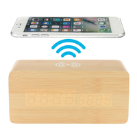 Bakeey 3 en 1 Qi Chargeur sans fil et LED Réveil numérique et thermomètre Moderne en bois