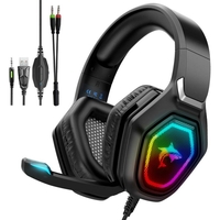 Bakeey F3 Casque de jeu USB 3, 5 mm RGB LED Casque filaire stéréo avec basses légères avec micro Casques de joueur pour P