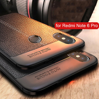 Bakeey Litchi Pattern Soft TPU Etui de protection arrière anti-empreintes digitales pour Xiaomi Redmi Note 6 Pro Non ori