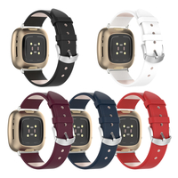 Bakeey Montre de couleur pure en cuir véritable Bande Bracelet de montre de remplacement pour Fitbit Versa 3 Sense Watch