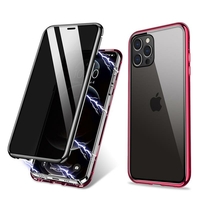 Bakeey pour iPhone 12 / iP 11 Series Case 360º Magnetic Flip Anti-Peeping Touch Screen Double-Face 9H Trempered Glass +