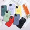 Bakeey pour iPhone 12 Pro/12 étui couleur bonbon avec support de bague antichoc Soft silicone liquide Pro étui protecteu