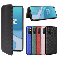 Bakeey pour OnePlus 8T étui en fibre de carbone motif à rabat magnétique avec fentes pour cartes multiples support de po
