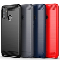 Bakeey pour OnePlus étui Nord N100 Texture en Fiber de carbone avec protecteur dobjectif étui de protection en Sili