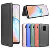 Bakeey pour Oukitel C18 Pro étui en Fiber de carbone motif à rabat avec fente pour carte support en cuir PU antichoc com