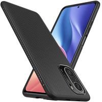 Bakeey pour POCO F3 Global Version étui en fibre de carbone Texture mince Soft étui de protection antichoc en silicone c