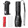 BIKIGHT T6 10W LED lampe de poche Rechargeable 5 Modes lampe torche tactique 18650 Batterie US/prise EU/UK