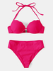 Bikini taille haute à armatures de couleur unie pour femmes pour la natation