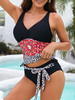 Bikinis de style bohème rembourrés avec ruban léopard et calicot pour femmes