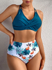 Bikinis Hawaii plage dété à taille haute à imprimé feuilles de plantes croisées dans le dos