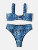 Bikinis taille haute à bretelles larges à imprimé léopard pour femmes