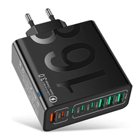 BK329-4A4C 120W 8-Port USB PD Charger 4USB-A+4USB-C PD QC4.0 3.0 2.0 FCP SCP Fast Charging Wall Charger Adapter EU Plug