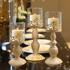 Blanc sculpture fleur bougeoir bougeoir avec abat-jour en verre candélabre maison décoration de fête de mariage