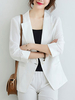 Blazer à manches 3/4 avec poche unie et revers boutonné