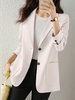Blazer uni à manches longues et revers avec poche frontale