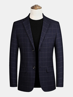 Blazers décontractés à manches longues et à col plat à carreaux pour hommes