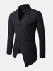 Blazers de trench-coat à col en V de couleur unie de style britannique irrégulier pour hommes