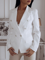 Blazers OL élégants à double boutonnage à revers de couleur unie pour femmes