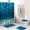 Bleu mer océan style salle de bain imperméable rideau de douche tapis de couverture de toilette tapis antidérapant décor