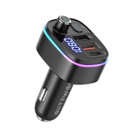 BlitzWolf® BW-BC2 Transmetteur FM Bluetooth V5.0 18W PD + QC3.0 Chargeur de voiture USB 7 couleurs Rétroéclairage RVB LE