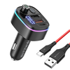 BlitzWolf® BW-BC2 Transmetteur FM Bluetooth V5.0 18W PD + QC3.0 Chargeur de voiture USB avec BW-TC15 Type-C Câble de don