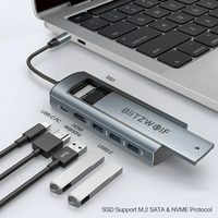 BlitzWolf® BW-Neo TH13 Pro 6-in-1 Docking Station with SSD Card Slot Support M.2 Dual Protocol Hard Disk 3*USB 3.0 PD100