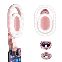 BlitzWolf® BW-SL1 Clip-on Selfie Fill Light avec objectif super grand angle 4K HD et objectif macro 15X HD pour téléphon