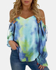 Blouse à manches longues et épaules dénudées à imprimé tie-dye pour femme