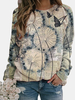 Blouse col rond à manches longues et imprimé papillon fleuri pour femme