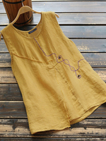 Blouse de style bohème sans manches en pur coton pour femme