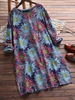 Blouse longue à manches longues et imprimé floral pour femmes de grande taille