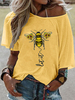 Blouse décontractée à imprimé chrysanthème grande taille Bee