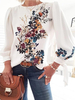 Blouses blanches à manches longues à imprimé floral pour femmes
