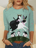 Blouses décontractées à col rond à imprimé animal de dessin animé drôle pour femmes