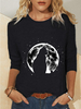 Blouses noires à manches longues à manches longues et à imprimé graphique Cat Earth