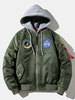 Blouson aviateur à capuche amovible à doublure chaude pour hommes