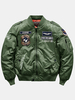 Blouson aviateur à col de base-ball zippé avec broderie dinsigne de lettre pour homme avec poche
